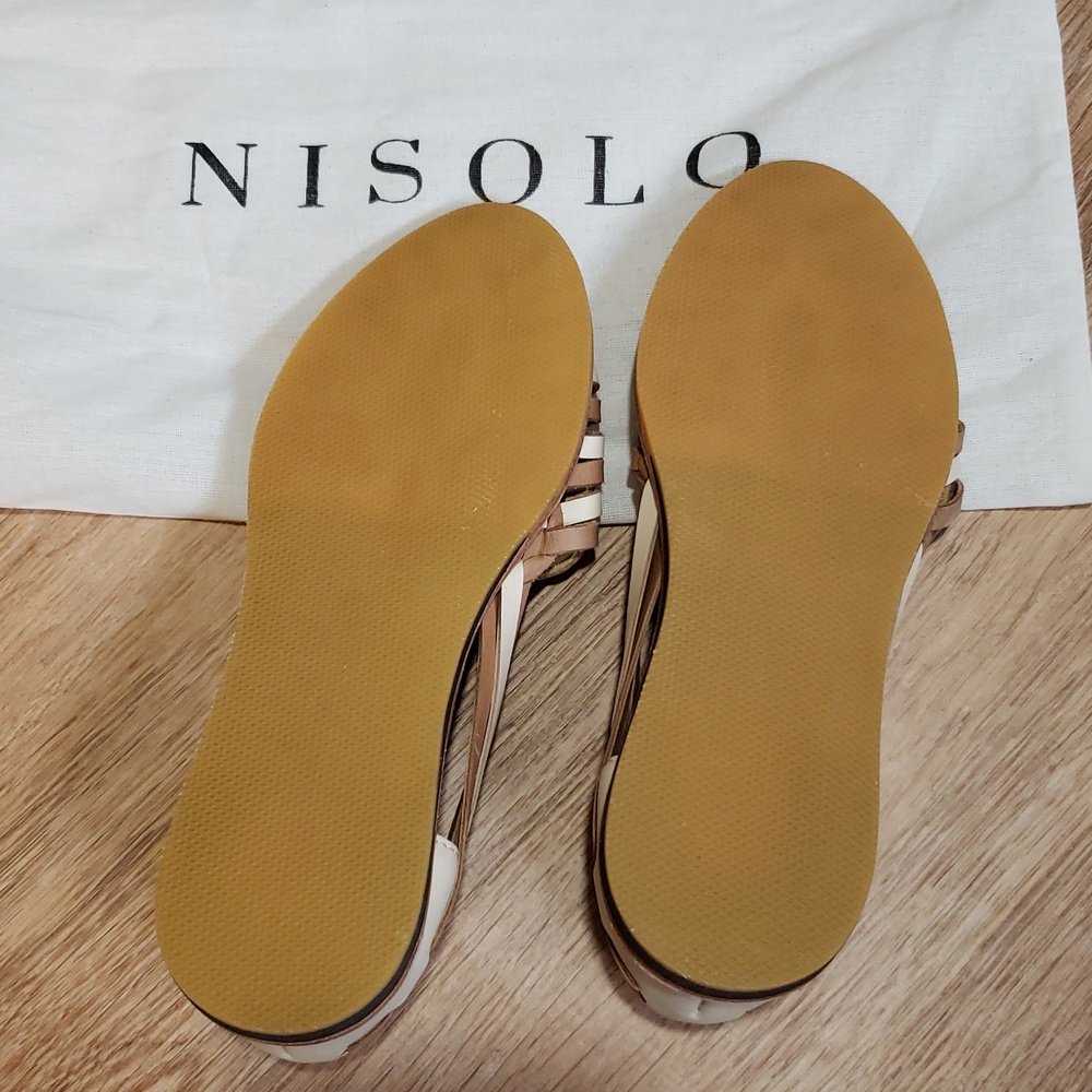 NWOT Nisolo Women's Huarache Sandal Bone/Almond Colorblock, Size 7.5 - Picture 4 of 9